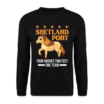 Shetland Pony 4 Hufen 2 Beine Ein Team - Unisex Pullover - Schwarz - Vorne - Alina (178cm) & Michal (187cm)