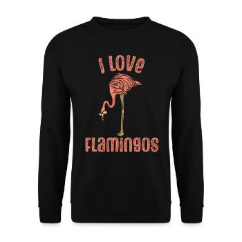 J’adore les flamants roses mignons dictons d’animaux flamants roses - Sweat-shirt Unisexe - noir - Devant - Alina (178cm) & Michal (187cm)