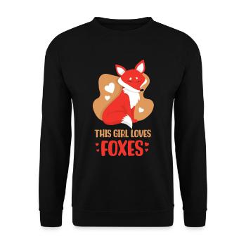 This girl loves foxes lover fox animal - Unisex Sweatshirt - black - Front - Alina (178cm) & Michal (187cm)