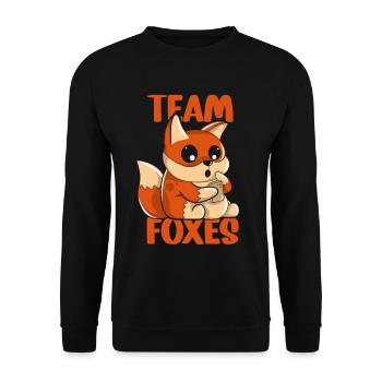 Team Füchse Sprüche Fuchs Liebhaber Tier - Unisex Pullover - Schwarz - Vorne - Alina (178cm) & Michal (187cm)