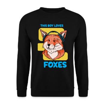 This boy loves foxes animal fox lover - Unisex Sweatshirt - black - Front - Alina (178cm) & Michal (187cm)