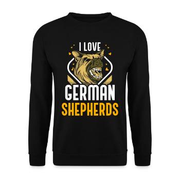 J’aime bergers allemands chien animal de compagnie mignon - Sweat-shirt Unisexe - noir - Devant - Alina (178cm) & Michal (187cm)