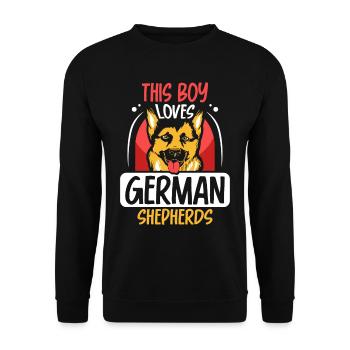 Ce garçon aime le berger allemand chien mignon - Sweat-shirt Unisexe - noir - Devant - Alina (178cm) & Michal (187cm)