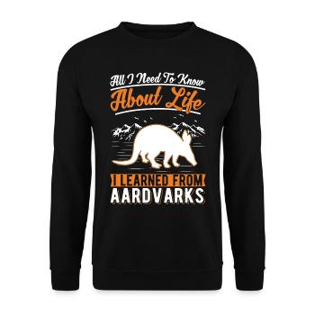 Erdferkel Geschenk Aardvark - Unisex Pullover - Schwarz - Vorne - Alina (178cm) & Michal (187cm)