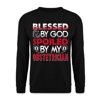 Obstetrician Spoiled By My Obstetrician - Unisex Sweatshirt - black - Front - Alina (178cm) & Michal (187cm)