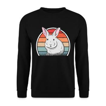 Lapin Rétro Lapin Lapin Vintage - Sweat-shirt Unisexe - noir - Devant - Alina (178cm) & Michal (187cm)