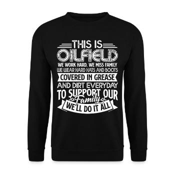 Oilfield Oilfield We Work Hard - Unisex Sweatshirt - black - Front - Alina (178cm) & Michal (187cm)