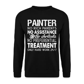 Painter Painter Hard Work - Unisex Sweatshirt - black - Front - Alina (178cm) & Michal (187cm)