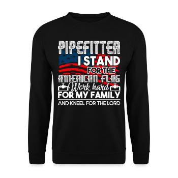 Pipefitter Pipefitter I Stand For The Flag - Unisex Sweatshirt - black - Front - Alina (178cm) & Michal (187cm)