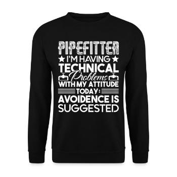 Pipefitter Pipefitter Having Technical Problem - Unisex Sweatshirt - black - Front - Alina (178cm) & Michal (187cm)