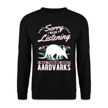 Erdferkel Geschenk Aardvark - Unisex Pullover - Schwarz - Vorne - Alina (178cm) & Michal (187cm)