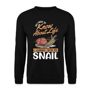 Schnecke Geschenk Weinbergschnecke - Unisex Pullover - Schwarz - Vorne - Alina (178cm) & Michal (187cm)