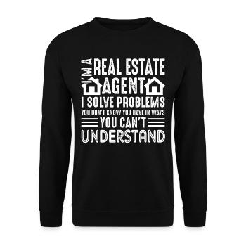Real Estate Real Estate Agent Solve Problems - Unisex Sweatshirt - black - Front - Alina (178cm) & Michal (187cm)