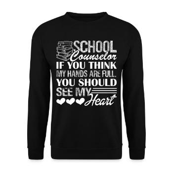 School Counselor School Counselor Full Heart - Unisex Sweatshirt - black - Front - Alina (178cm) & Michal (187cm)