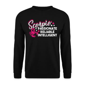 Scorpio Scorpio Passionate Reliable Intelligent - Unisex Sweatshirt - black - Front - Alina (178cm) & Michal (187cm)