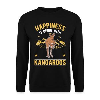Kangaroo Luck Australian Kangaroo - Unisex Sweatshirt - black - Front - Alina (178cm) & Michal (187cm)