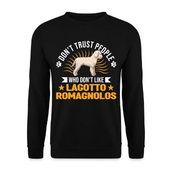 Lagotto Romagnolo Wasserhund - Unisex Pullover - Schwarz - Vorne - Alina (178cm) & Michal (187cm)