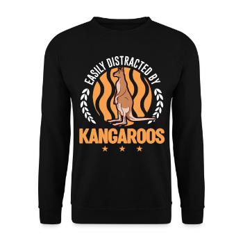 Easily distracted by Kangaroos Kangaroo - Unisex Sweatshirt - black - Front - Alina (178cm) & Michal (187cm)