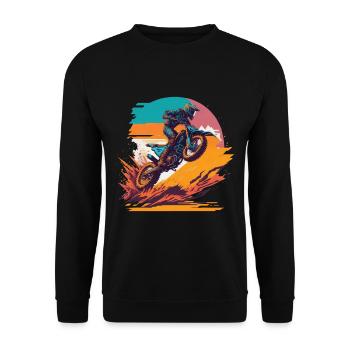 Motocross Biker Offroad Race Cartoon Dirt Bike - Sweat-shirt Unisexe - noir - Devant - Alina (178cm) & Michal (187cm)