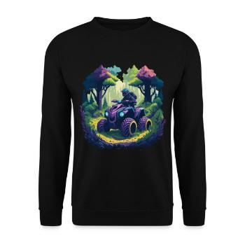 Quad Fahrzeug Offroad Quadfahrer Gelende Cartoon - Unisex Pullover - Schwarz - Vorne - Alina (178cm) & Michal (187cm)