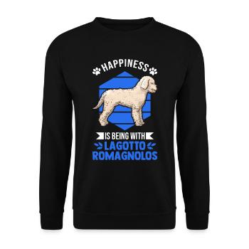 Lagotto Romagnolo Glück Wasserhund - Unisex Pullover - Schwarz - Vorne - Alina (178cm) & Michal (187cm)