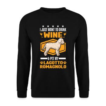 Lagotto Romagnolo et vin - Sweat-shirt Unisexe - noir - Devant - Alina (178cm) & Michal (187cm)