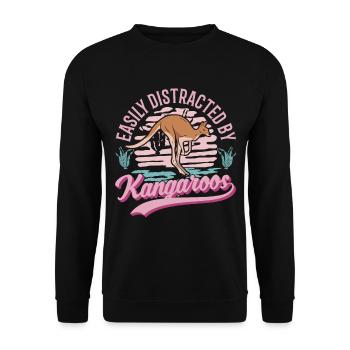 Easily distracted by Kangaroos Kangaroo - Unisex Sweatshirt - black - Front - Alina (178cm) & Michal (187cm)