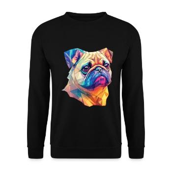 Polygon Kunst Mops Hund Design Hunde Liebhaber - Unisex Pullover - Schwarz - Vorne - Alina (178cm) & Michal (187cm)
