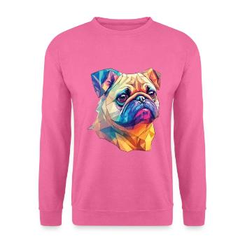 Polygon Art Pug Dog Design Chiens Amoureux - Sweat-shirt Unisexe - rose - Devant