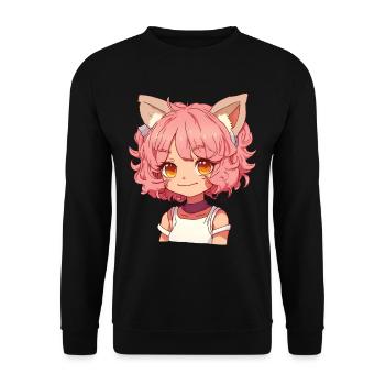 Kemonomimi Kawaii Anime Girl Manga Design - Unisex Sweatshirt - black - Front - Alina (178cm) & Michal (187cm)