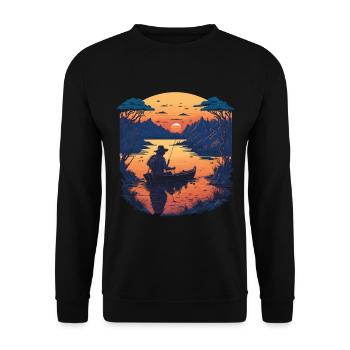 Hobby Angler Freiheit Fische und Angeln Design - Unisex Pullover - Schwarz - Vorne - Alina (178cm) & Michal (187cm)