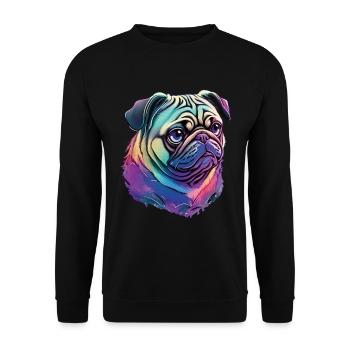 Süßer Mops - Das ultimative Hundeliebhaber Design - Unisex Pullover - Schwarz - Vorne - Alina (178cm) & Michal (187cm)