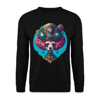 Funny Steampunk Poodle Vintage Dog Design - Unisex Sweatshirt - black - Front - Alina (178cm) & Michal (187cm)