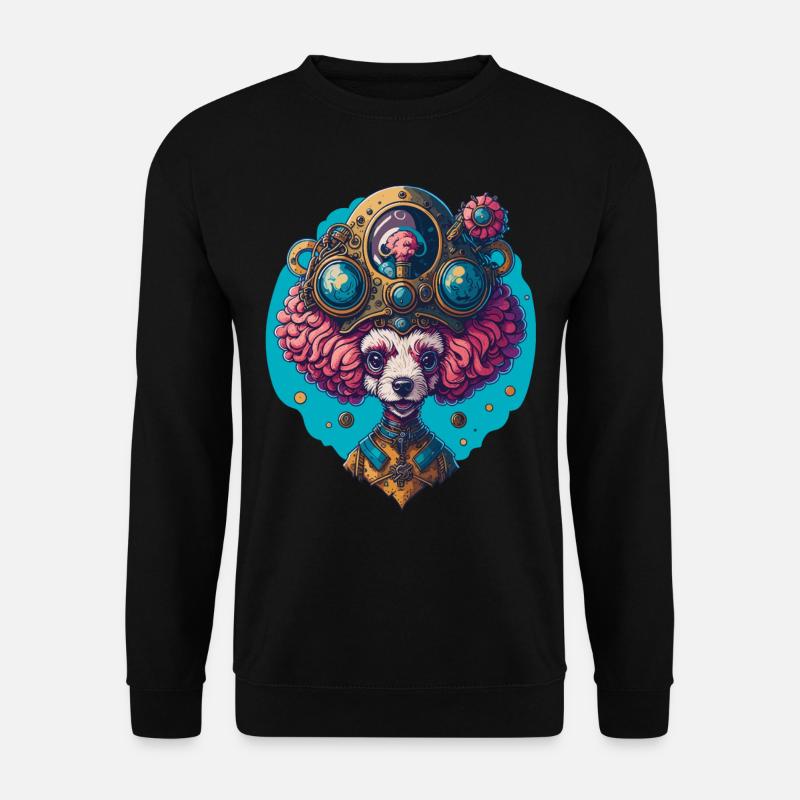 Rolig Steampunk Pudel Vintage Hund Design - Unisextröja - svart