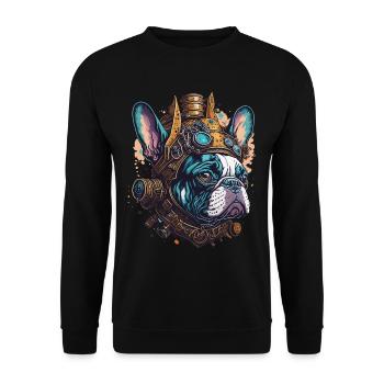 Steampunk French Bulldog Retro Dog Design - Unisex Sweatshirt - black - Front - Alina (178cm) & Michal (187cm)