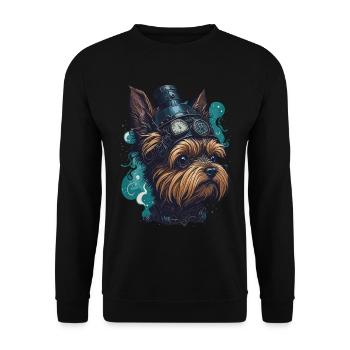 Steampunk Yorkshire Terrier vintage retro chien - Sweat-shirt Unisexe - noir - Devant - Alina (178cm) & Michal (187cm)