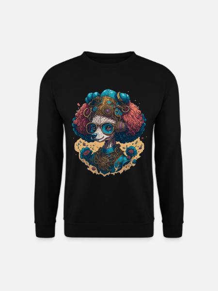 Steampunk Pudel - Retro Mechanik Hund Haustier - Unisex Pullover - Schwarz