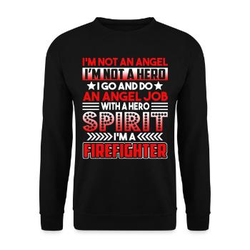 Firefighter I'm A Firefighter Not An Angel - Unisex Sweatshirt - black - Front - Alina (178cm) & Michal (187cm)