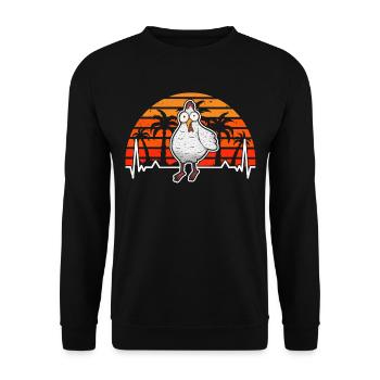 Poulets Heartbeat Chicken Farmer - Sweat-shirt Unisexe - noir - Devant - Alina (178cm) & Michal (187cm)
