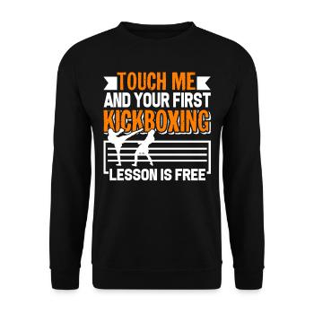Kickboxing First Kickboxing Lesson Is Free - Unisex Sweatshirt - black - Front - Alina (178cm) & Michal (187cm)