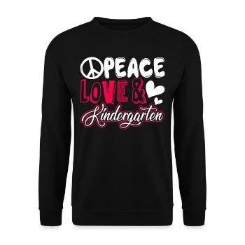 Kindergarten Teacher Peace Love Kindergarten - Unisex Sweatshirt - black - Front - Alina (178cm) & Michal (187cm)