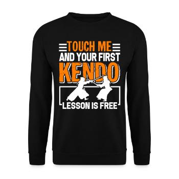Kendo First Kendo Lesson Is Free - Unisex Sweatshirt - black - Front - Alina (178cm) & Michal (187cm)
