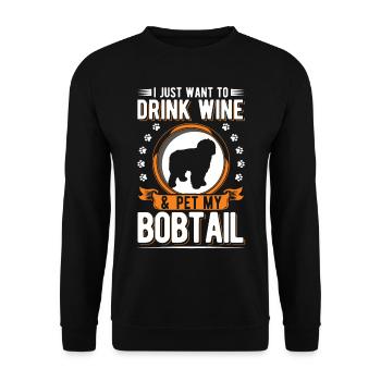 Bobtail and wine - Unisex Sweatshirt - black - Front - Alina (178cm) & Michal (187cm)