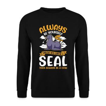 Seal Gift Sea Lion Seal Sea Lion - Unisex Sweatshirt - black - Front - Alina (178cm) & Michal (187cm)