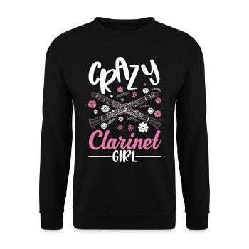 Clarinet Girl Klarinetten Mädchen Klarinettist - Unisex Pullover - Schwarz - Vorne - Alina (178cm) & Michal (187cm)