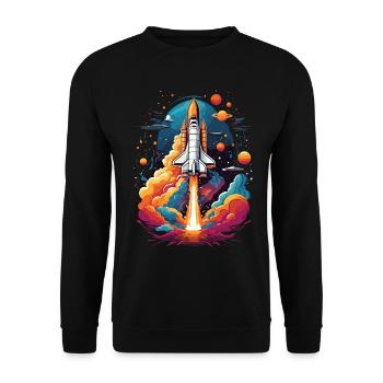 Space Shuttle Astronaut Rocket Space Adventure - Unisex Sweatshirt - black - Front - Alina (178cm) & Michal (187cm)