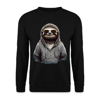 Urban Sloth - Cool Sunglasses Design - Unisex Sweatshirt - black - Front - Alina (178cm) & Michal (187cm)