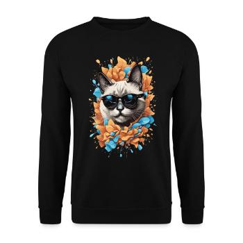 Siamese Cat Meow Cat Lover Design - Unisex Sweatshirt - black - Front - Alina (178cm) & Michal (187cm)