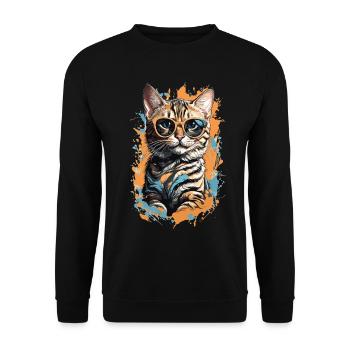 Bengalische Katze Coole Hauskatze Katzen - Unisex Pullover - Schwarz - Vorne - Alina (178cm) & Michal (187cm)