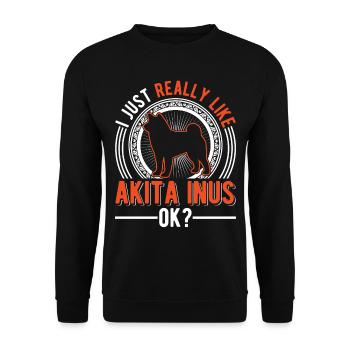 Ich mag einfach Akita Inus - Unisex Pullover - Schwarz - Vorne - Alina (178cm) & Michal (187cm)